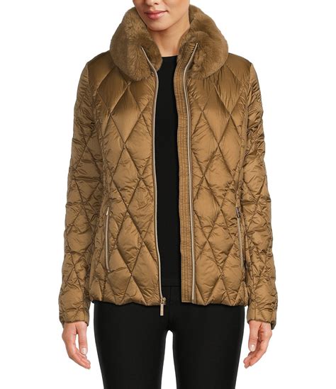 michael michael kors active quilted down jacket with knit sleeves|Michael Kors ladies padded coats.